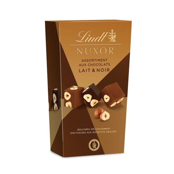 Lindt Nuxor Bouchées Assortiment Chocolat Lait et Noir aux Noisettes