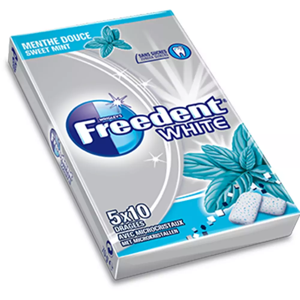 Chewing-gum sans sucres goût Bubble Menthe FREEDENT WHITE : les 5